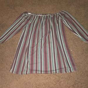 Stripped off the shoulder boohoo mini dress